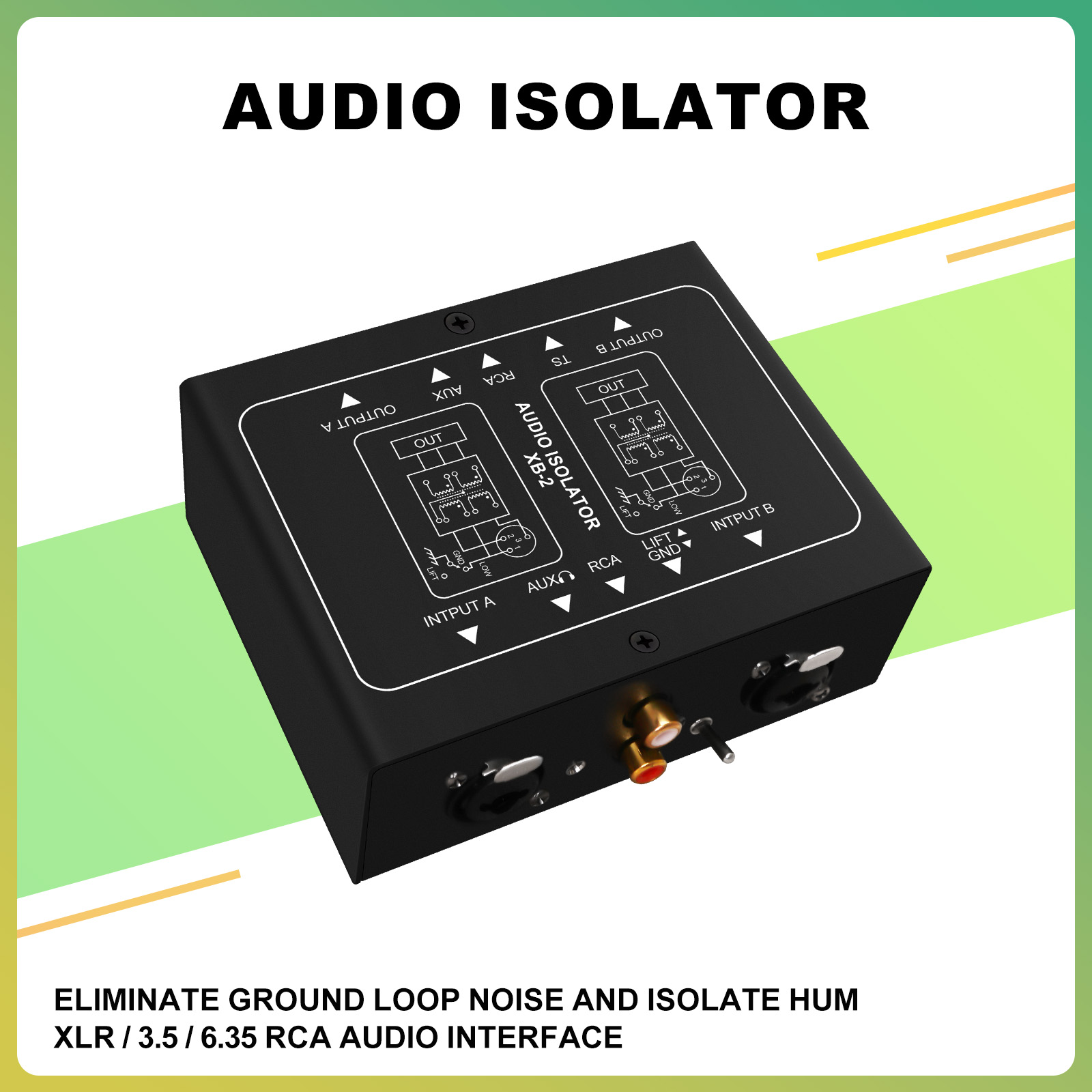 Audio Ground Loop Isolator 3.5Mm Rca - 2-kanałowy izolator audio eliminujący szumy z