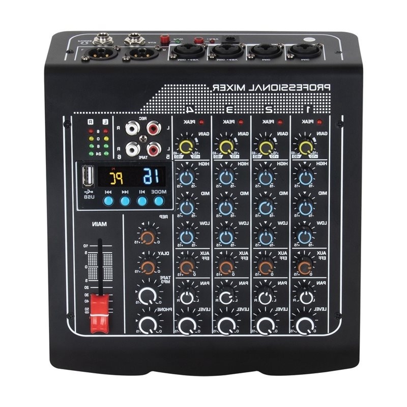 Studio Audio Interface With 48V Phantom - 4-kanałowy mikser audio z Bluetooth, zasilaniem