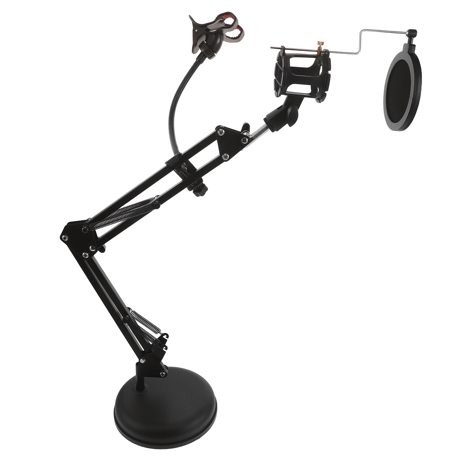 Recording Studio Broadcast Boom Arm - Regulowany statyw mikrofonowy z podwójnym uchwytem,