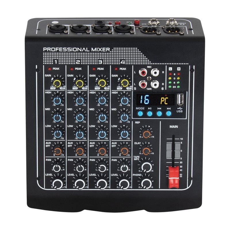Studio Audio Interface With 48V Phantom - Mikser audio B92B-4 z funkcją Bluetooth,