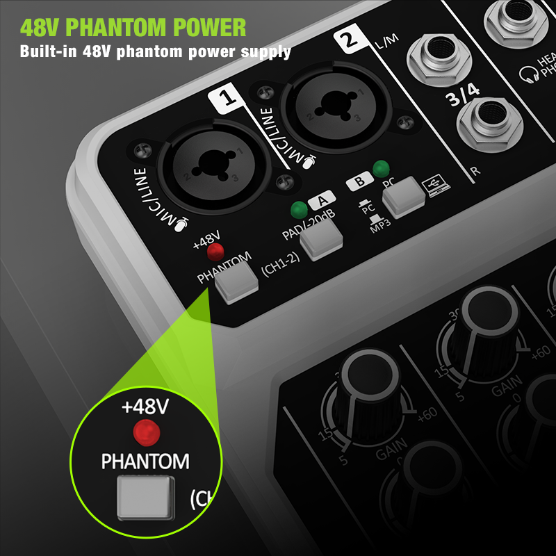 4-kanałowy mikser audio z bezp – Audio Mixer 4 Channel Usb Bluetooth Pc recenzja i cena