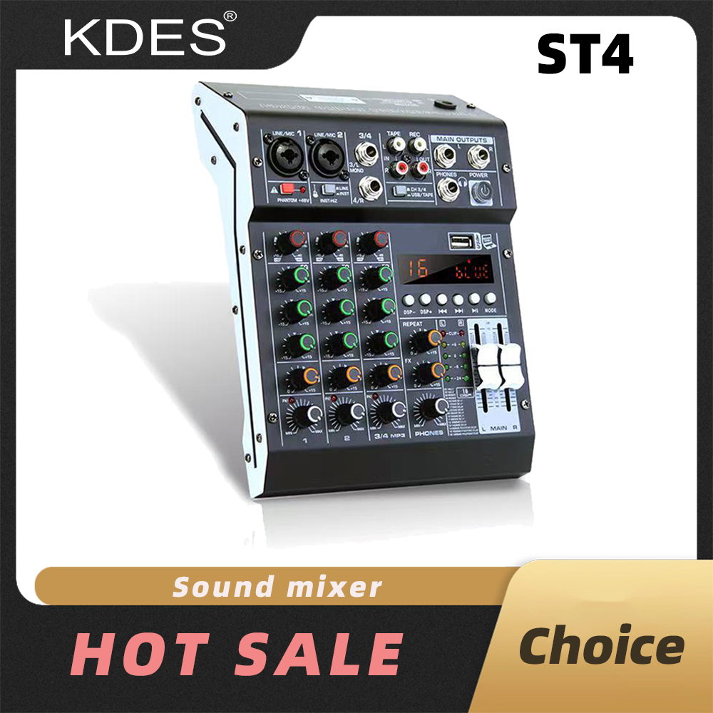 Mikser audio KDES ST4 4-kanało – Audio Mixer 4 Channel Usb Bluetooth Pc recenzja i cena