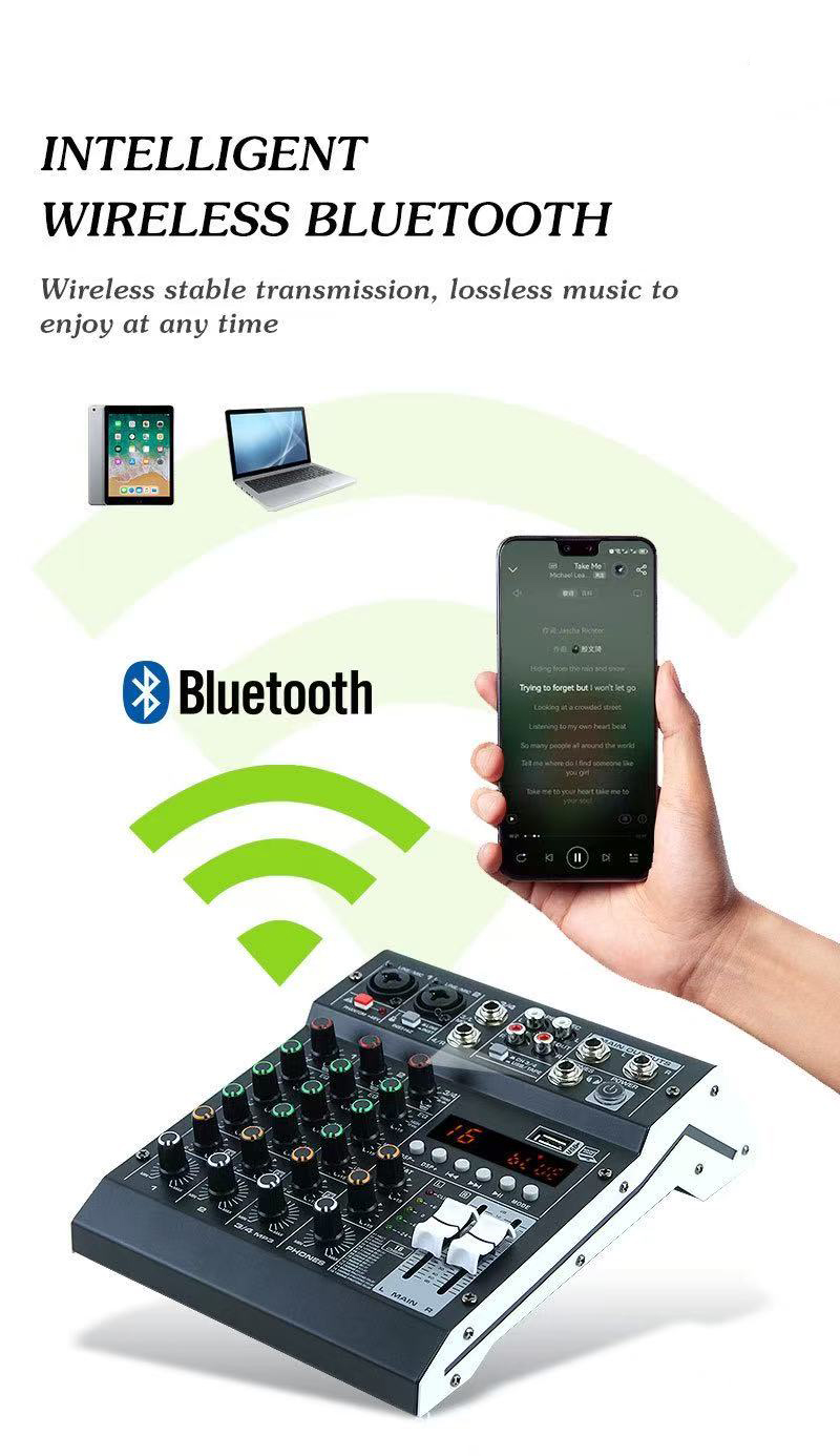 Mikser audio KDES ST4 4-kanało – Audio Mixer 4 Channel Usb Bluetooth Pc recenzja i cena