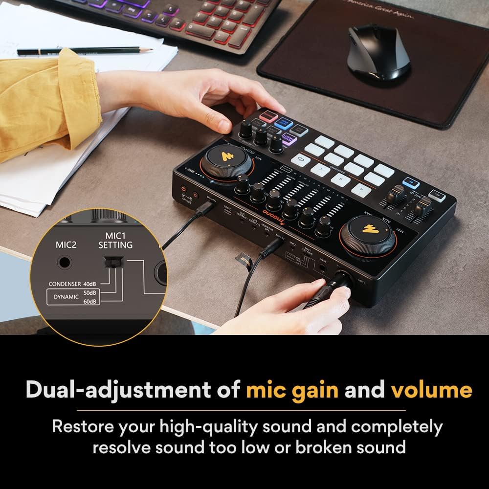 Mikser audio MAONO AME2, konso – Studio Audio Interface With 48V Phantom recenzja i cena