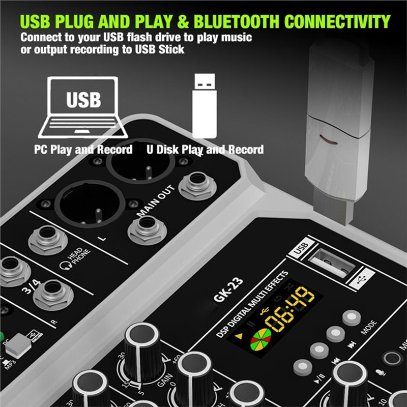 Mikrofon bezprzewodowy T23C, 4 – Audio Mixer 4 Channel Usb Bluetooth Pc recenzja i cena