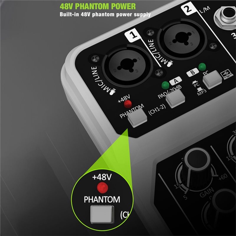 Mikrofon bezprzewodowy T23C, 4 – Audio Mixer 4 Channel Usb Bluetooth Pc recenzja i cena