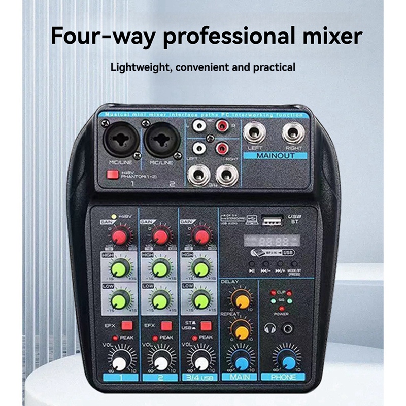 Profesjonalny 4-kanałowy mikse – Audio Mixer 4 Channel Usb Bluetooth Pc recenzja i cena