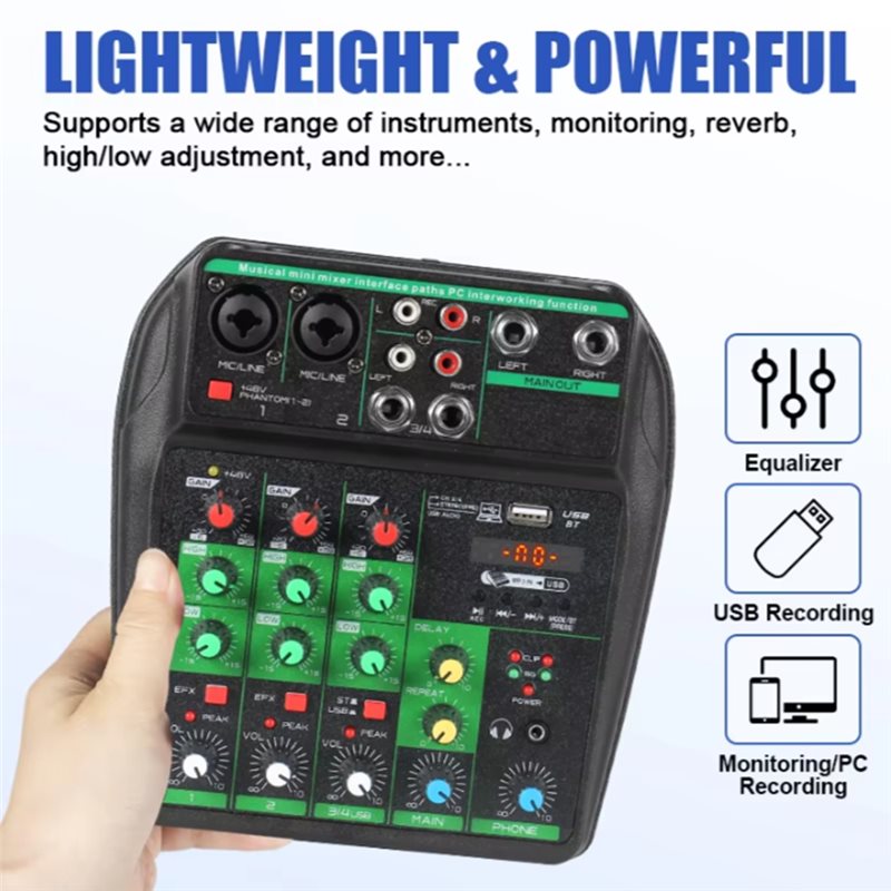 LXYB18B – profesjonalny mikser – Audio Mixer 4 Channel Usb Bluetooth Pc recenzja i cena