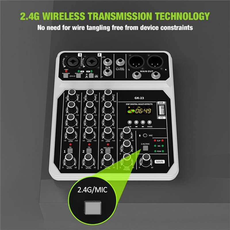 AT82-Profesjonalny 4-kanałowy  – Audio Mixer 4 Channel Usb Bluetooth Pc recenzja i cena