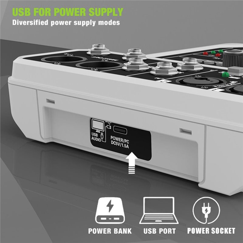 AT82-Profesjonalny 4-kanałowy  – Audio Mixer 4 Channel Usb Bluetooth Pc recenzja i cena