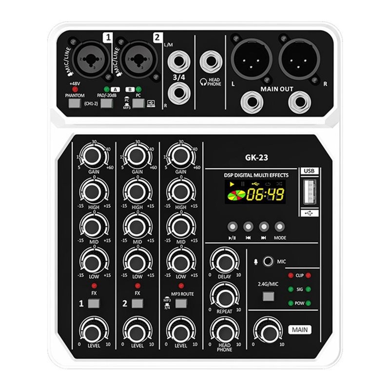 AT82-Profesjonalny 4-kanałowy  – Audio Mixer 4 Channel Usb Bluetooth Pc recenzja i cena