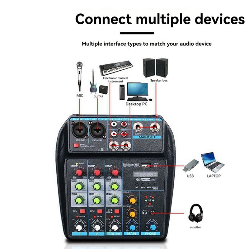 AT82 – profesjonalna 4-kanałow – Audio Mixer 4 Channel Usb Bluetooth Pc recenzja i cena